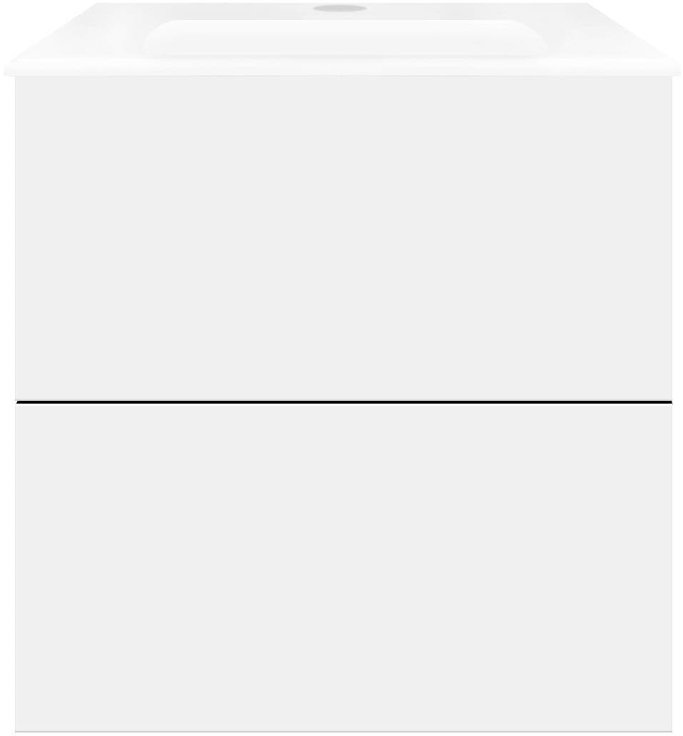 SOUS MEUBLE COFFEE 2 TIROIRS 60 BLANC MAT +LAVABO PORCELAINE BLANC