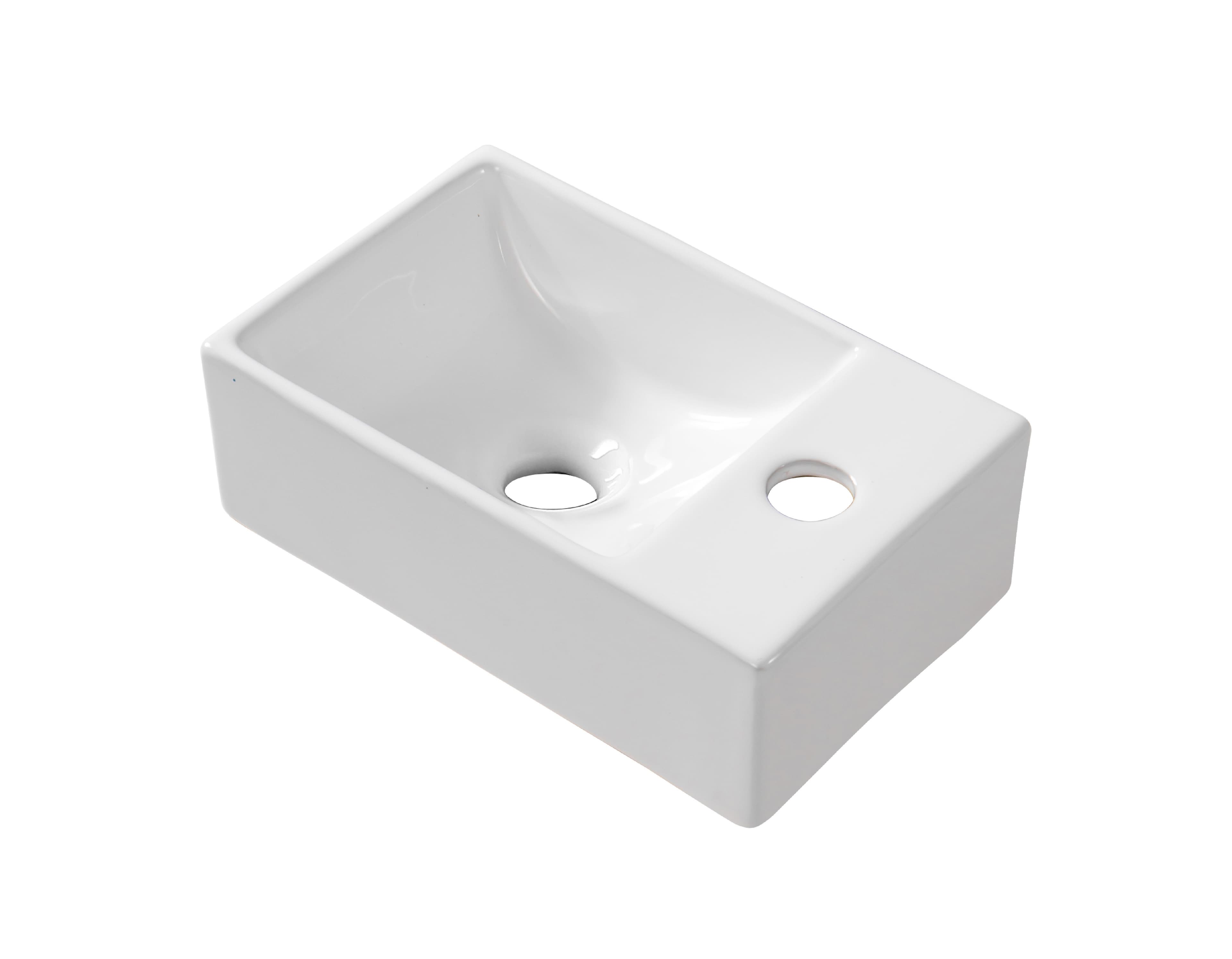 ALONI LAVE-MAINS – SANS TROP-PLEIN – TROU DE ROBINET À DROITE – CÉRAMIQUE – 30,5X11X19CM – BLANC BRILLANT