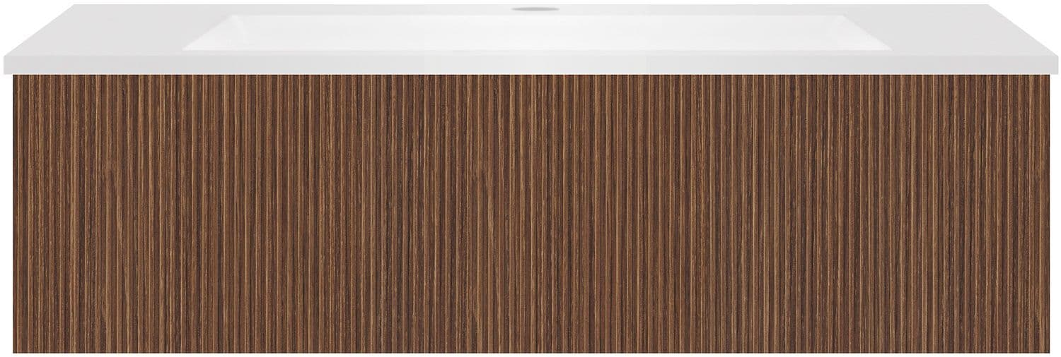 SOUS MEUBLE COFFEE 1 TIROIR 100 NOYER DECOR SMARTLINE+LAVABO EN MARBRE SYNTHETIQUE BLANC