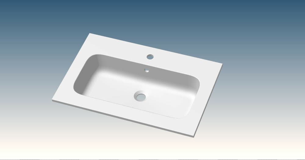 Van Marcke Paco tablette avec 1lavabo intégré 1 trou 700x15x460mm blanc mat