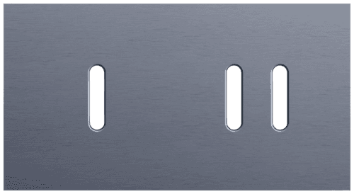 Plaque de recouvrement double, horizontale 71 mm d'entraxe, pour une fonction de commutation simple et une fonction de commutation double, Niko Rocker alu blue grey brushed