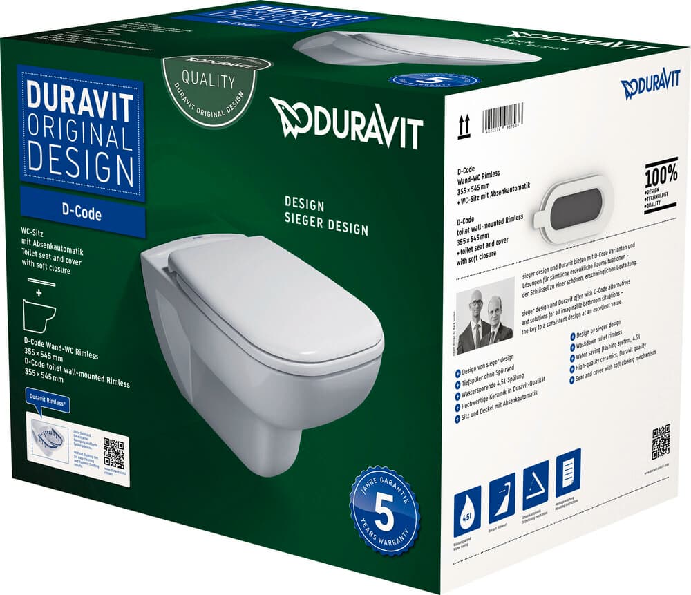 Duravit D-Code PACK cuvette suspendue softclose rimless
