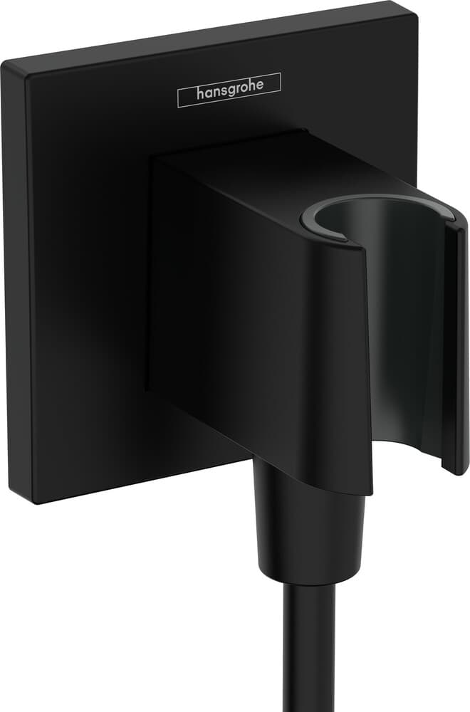 Hansgrohe FixFit E coude de raccordement mural avec support de douche mat noir