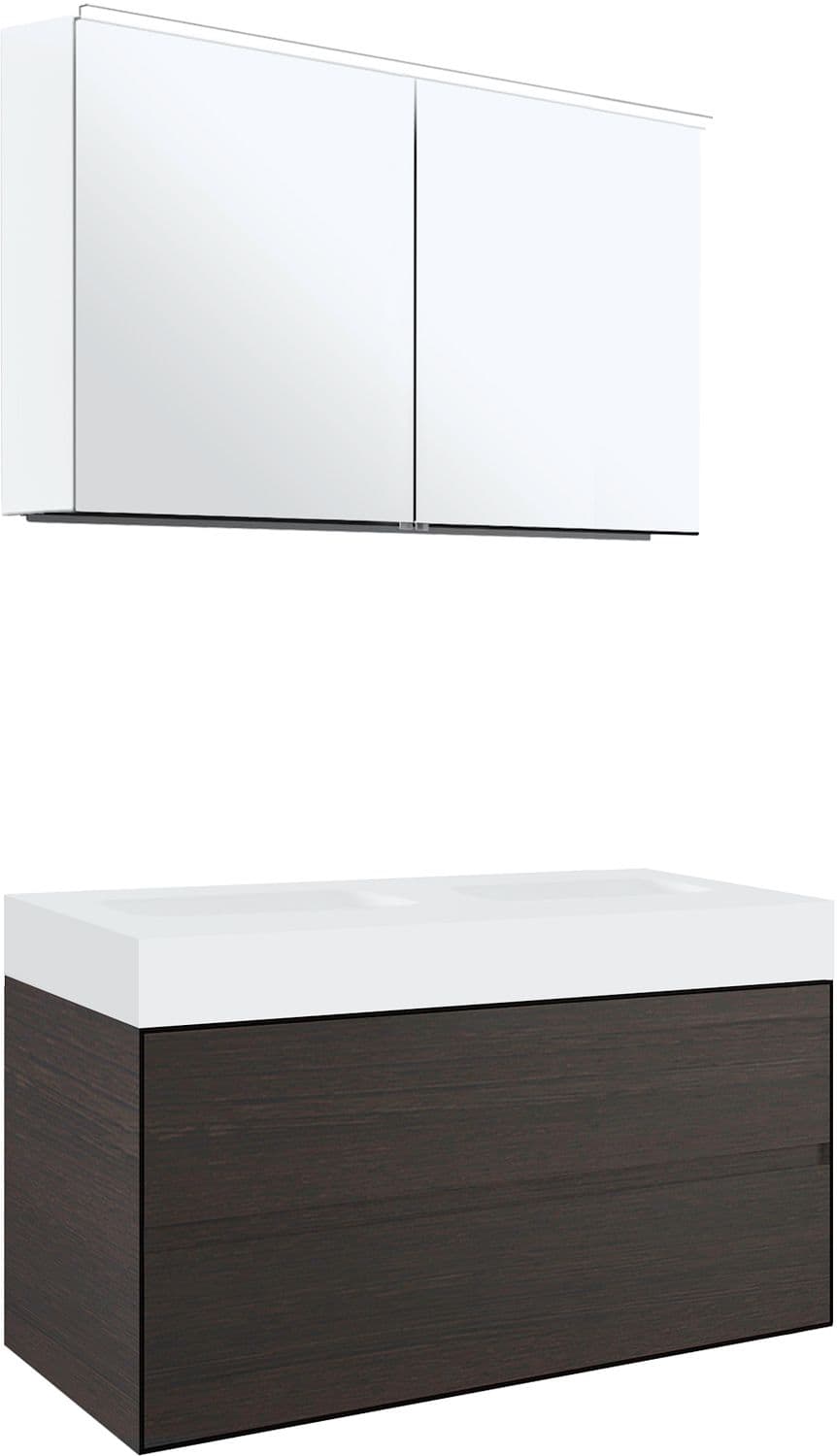 MEUBLE 2 TIROIRS POUR TABLET PURO 2 LAVABOS TENSO 120CM WENGE AVEC ARMOIRE TOILETTE