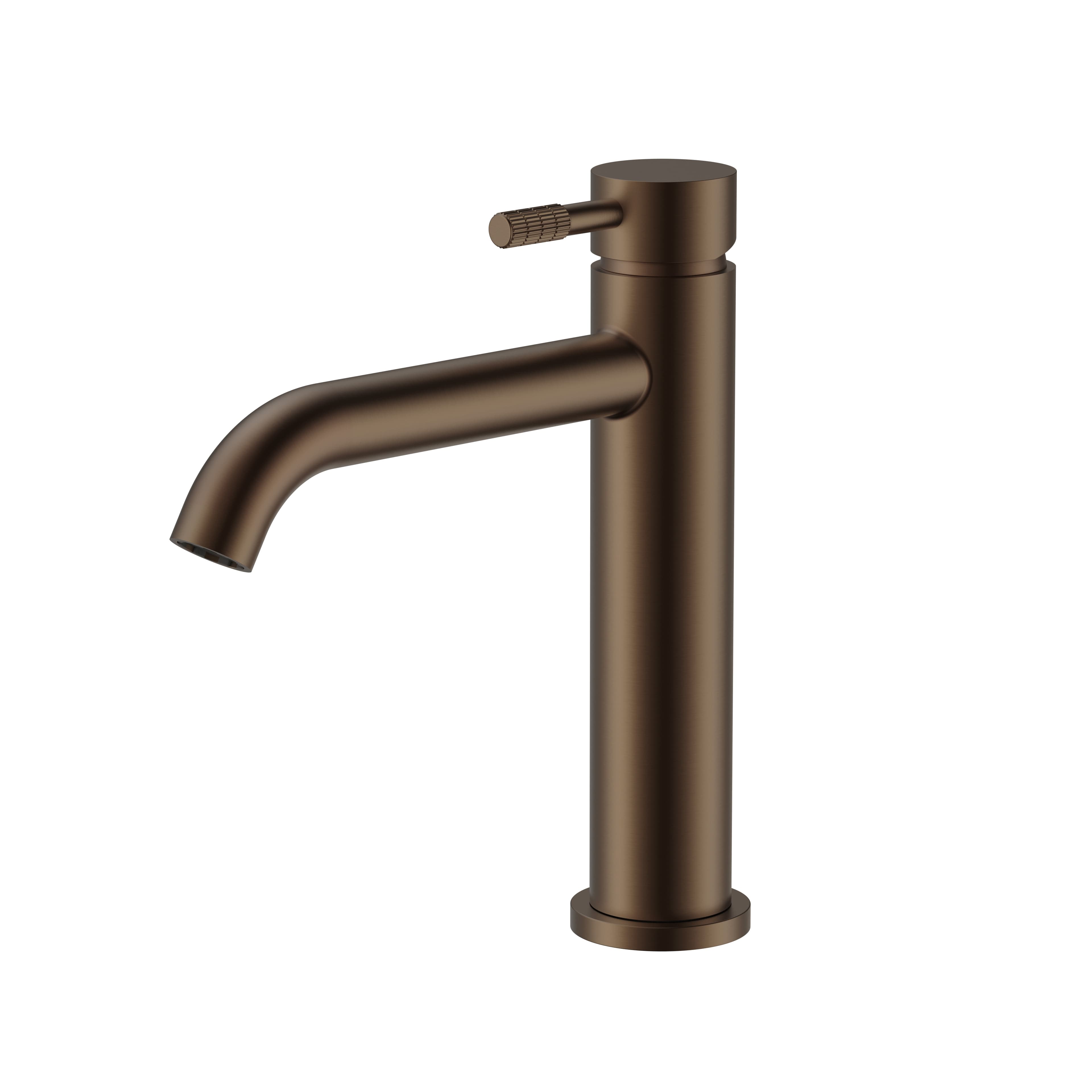 STRIA MITIGEUR LAVABO – DÉMARRAGE À FROID – POIGNÉE AVEC STRUCTURE STRIÉE RAFFINÉE – SANS BONDE – BRUN BRONZÉ(PVD)