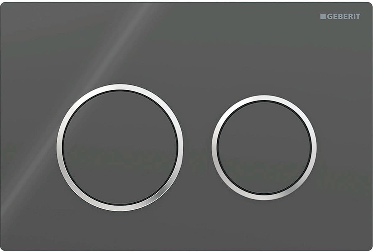 PLAQUE DE COMMANDE 2 TOUCHES OMEGA20 ROND GEBERIT NOIR-CHROME