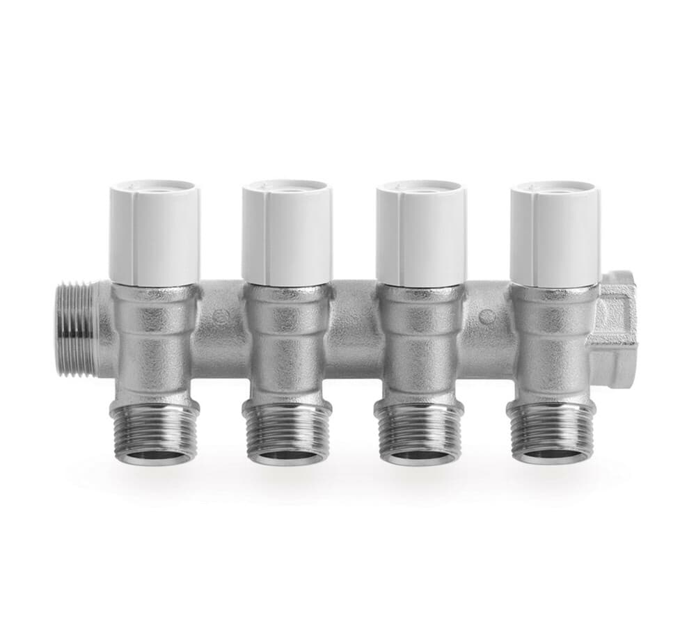 SYSTEMPEX collecteur 4/4MF robinet clic bleu-rouge sortie M22 3circuits