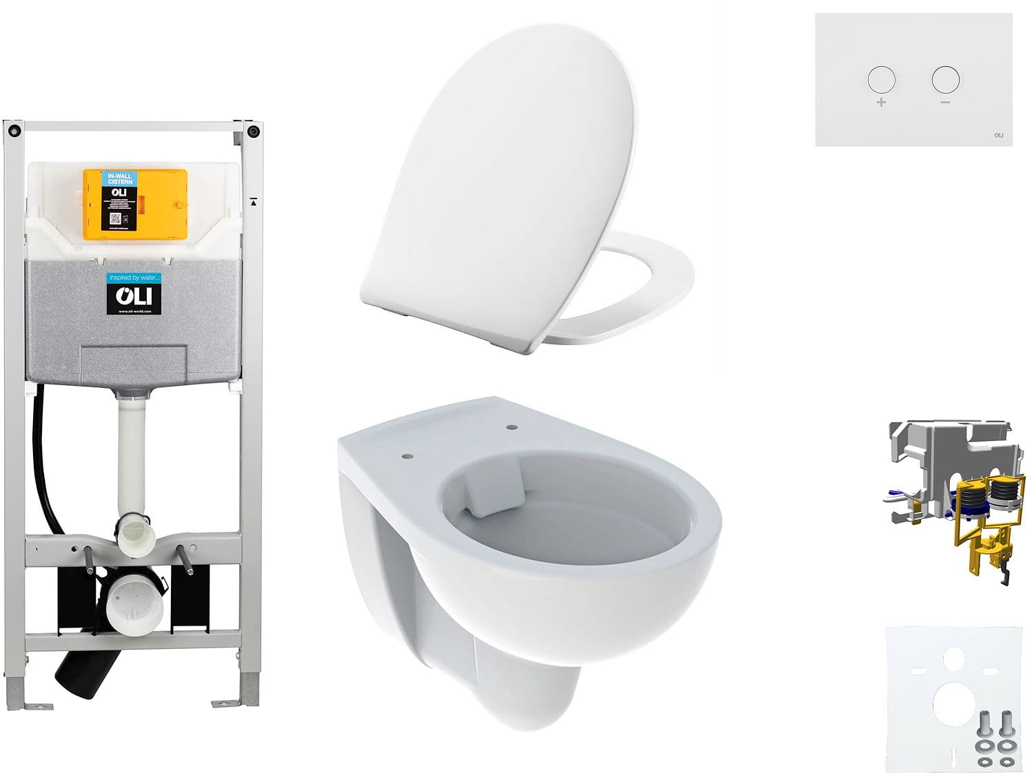 WALLFIX OLI WC SUSPENDU BASTIA RIMFREE PERSSALIT T SOFTCLOSE + LIFT-OFF BLINK BLANC