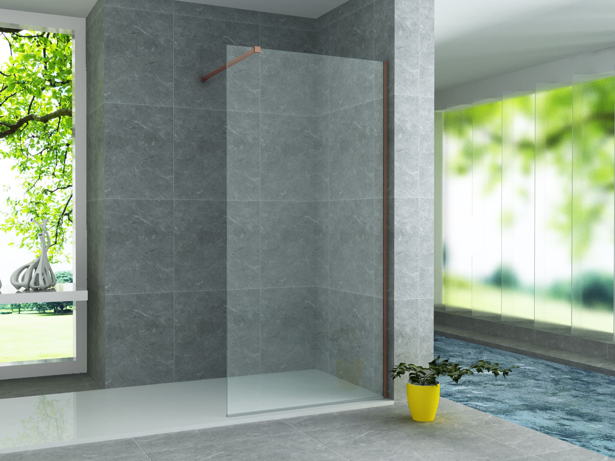 ALONI PROFIL MURAL POUR PAROI DE DOUCHE - 200 CM - CUIVRE BROSSÉ