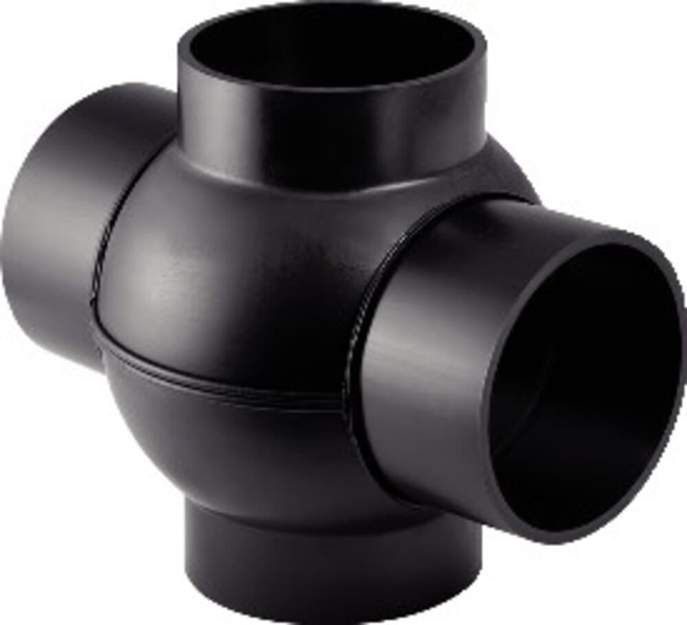 Geberit décharge en PE embranchement boule 88,5° 2 embr. à 180° D90 x 90