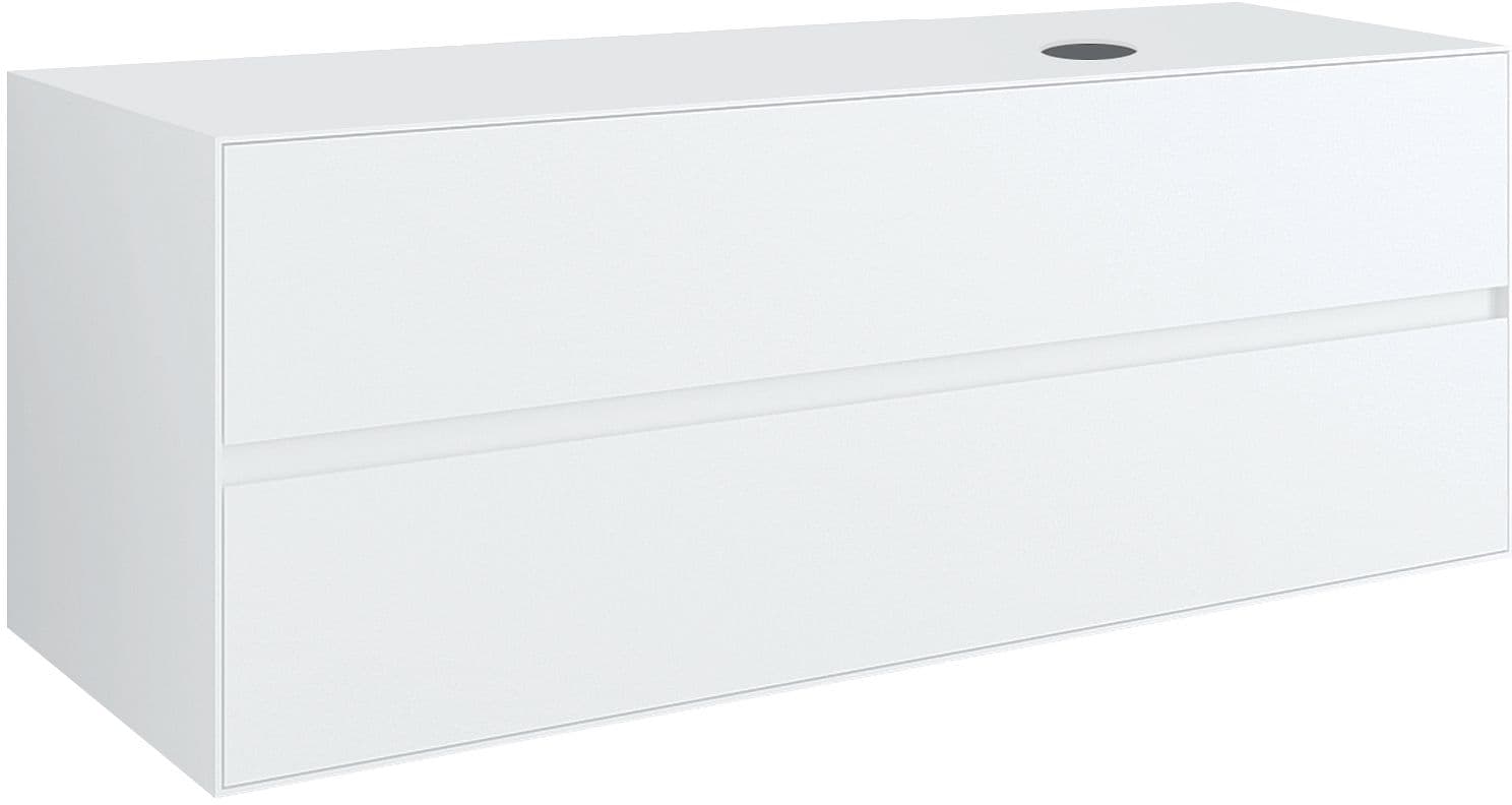 SOUS MEUBLE 2 TIROIRS+ TABLET POUR LAVABO A POSER DROITE TENSO 140CM SANS TROU ROBINET BLANC