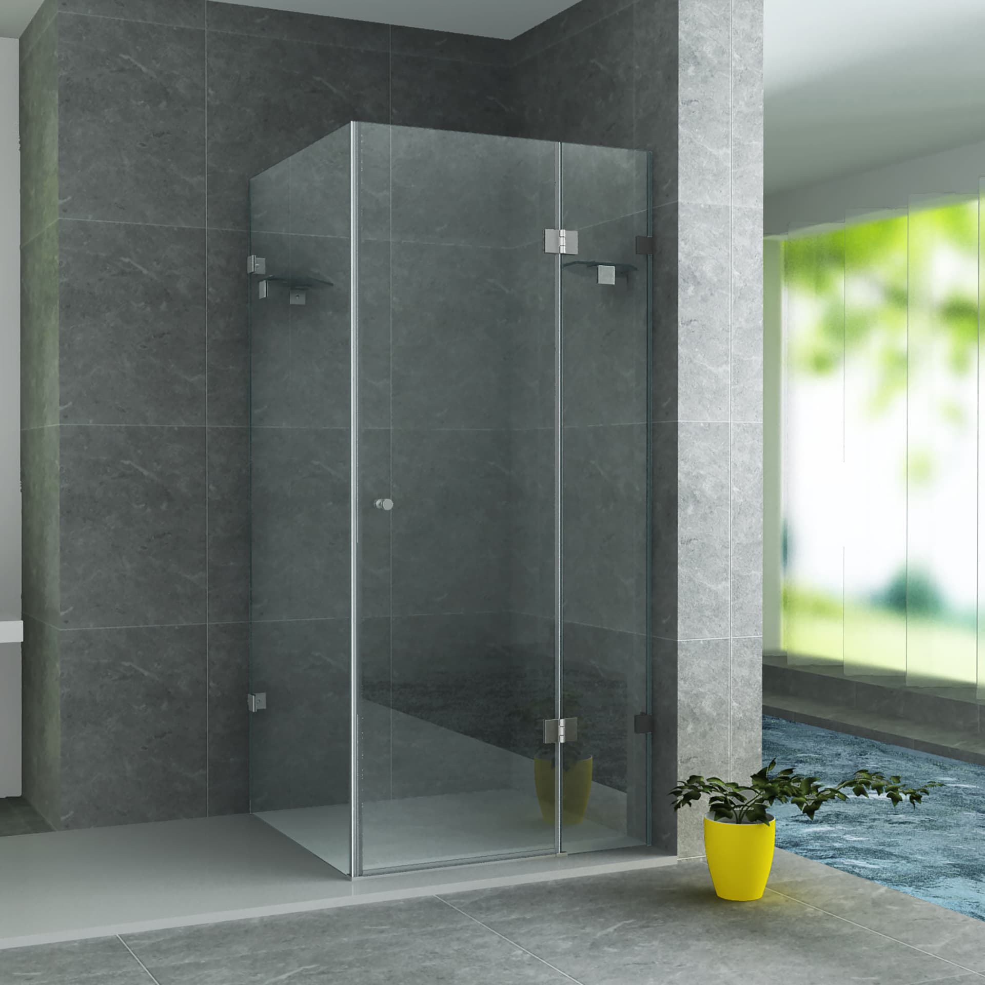 ALONI CABINE DE DOUCHE – PORTE PIVOTANTE ET PAROI LATÉRALE - 900X900X1950MM - CHROME-VERRE CLAIR