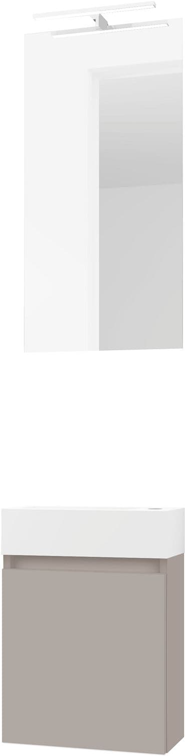 LAVE-MAINS FORM MINI PORCELAINE MAT WIT/ 1 PORT/MIROIR/LUMIERE LED POUDRE GRIS