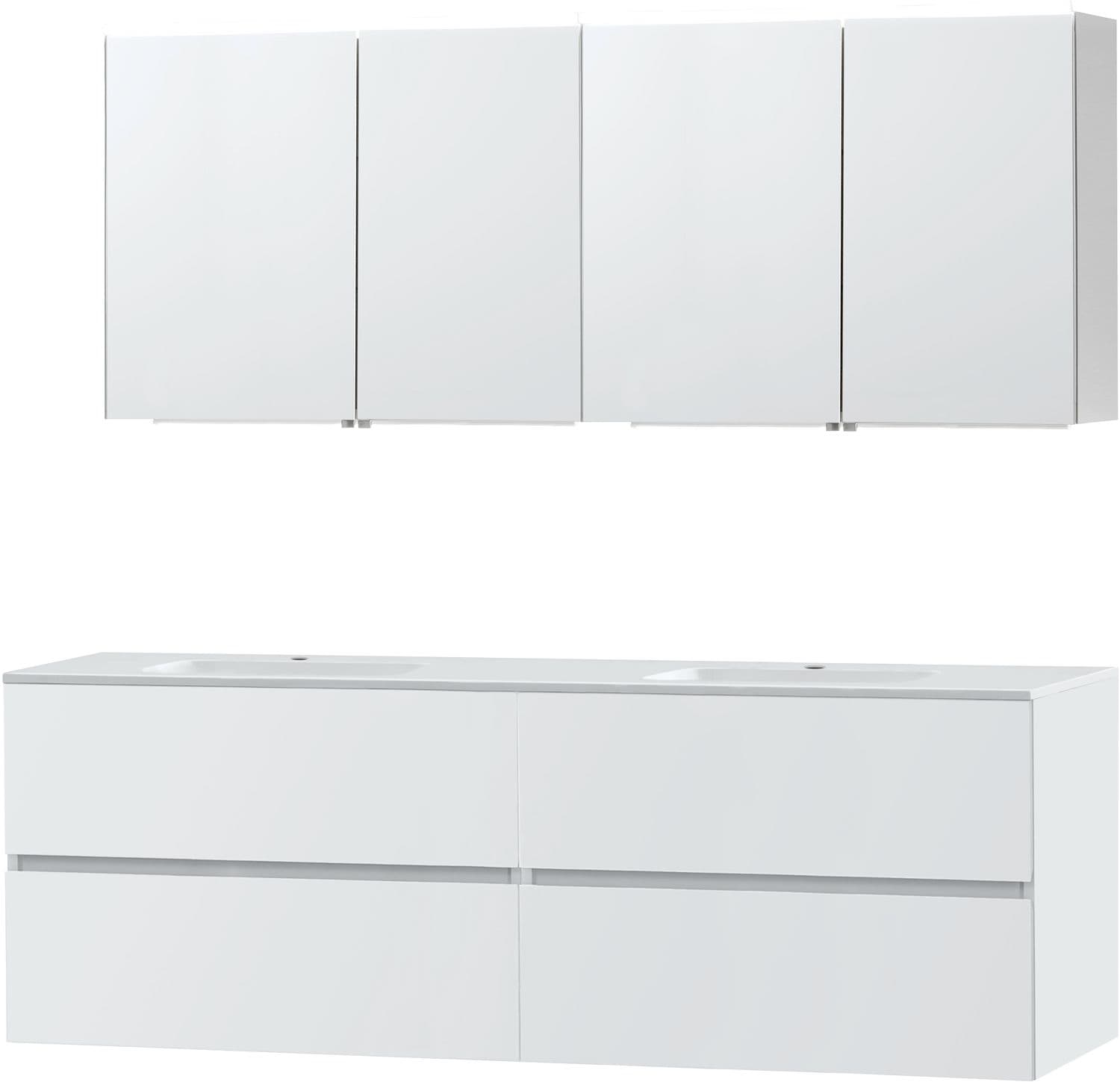 MEUBLE MOLTO POUDRE BLANC 180 2 LAVABO MARBRE SYNTHETIQUE ARMOIRE TOILETTE