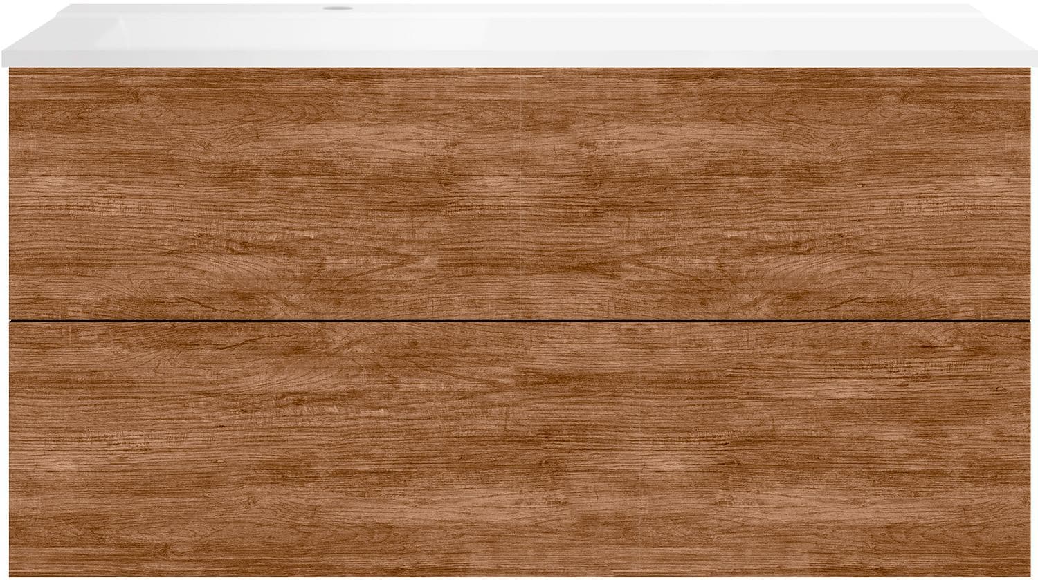 SOUS MEUBLE COFFEE 2 TIROIRS 120 TECTONA DECOR CANNELLE+LAVABO GAUCHE BLANC