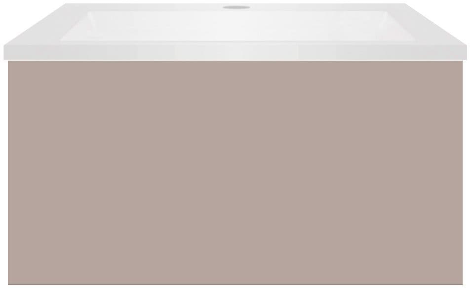 SOUS MEUBLE COFFEE 1 TIROIR 60 MAT BASALTGRIJS+LAVABO EN MARBRE SYNTHETIQUE BLANC MAT