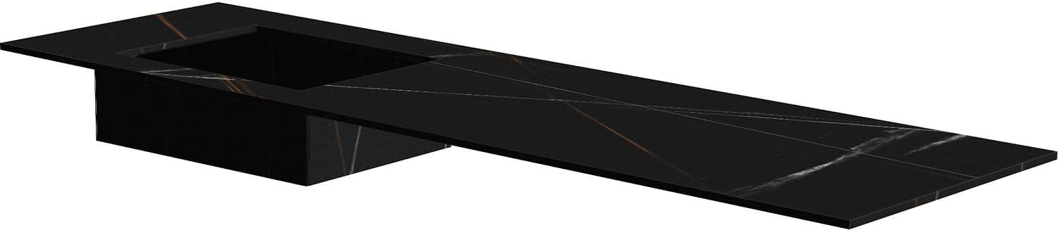 TABLET MARBRE CERAMIQUE PURO LAVABO S GAUCHE L180 H1,2 SANS TROU ROBINET BAMBOO BLACK