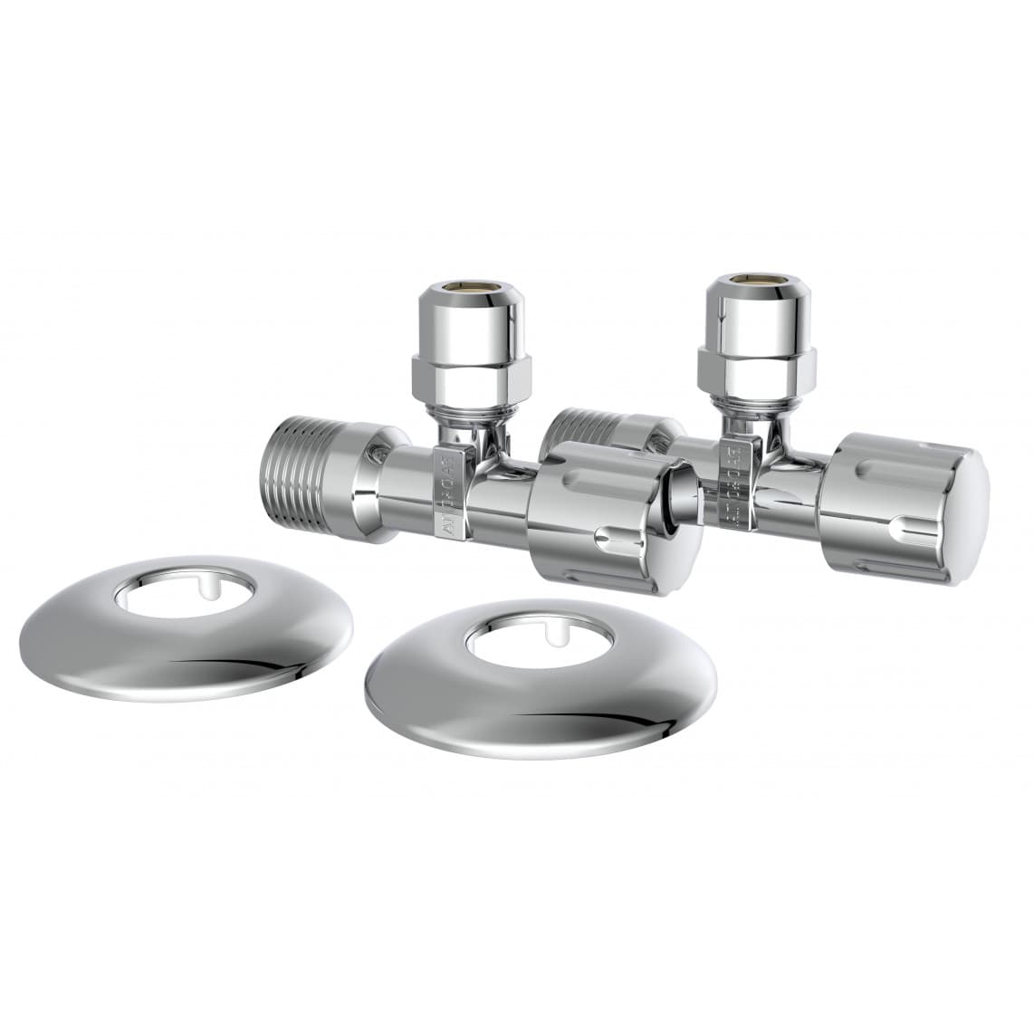 98625714 robinet d'équerre,chromé, 1/2" M x 3/8" M x 10 mmQ, avec Rosace de tiroir (2x)