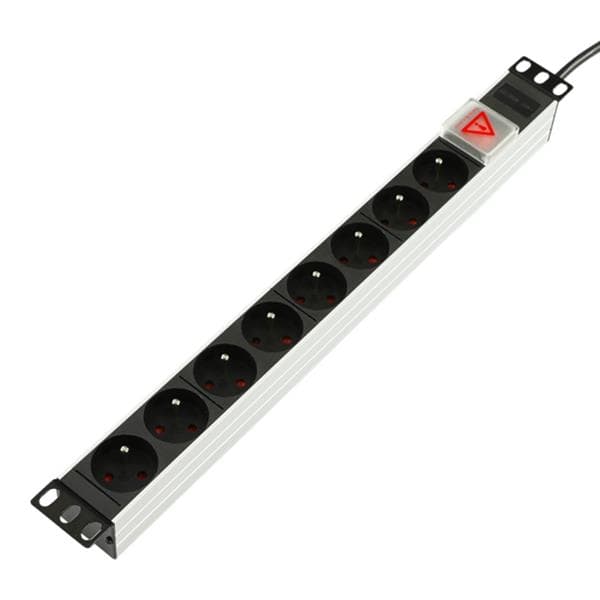 Multiprise 19" 8 prises France / Belgique et interrupteur - full Aluminium avec port C14 UPS