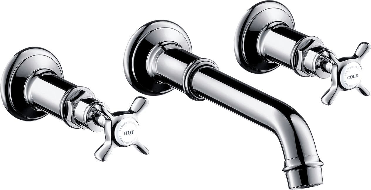 SET DE FINITION MELANGEUR LAVABO 3 TROUS MURAL MONTREUX HANSGROHE 225MM NICKEL BROSSE