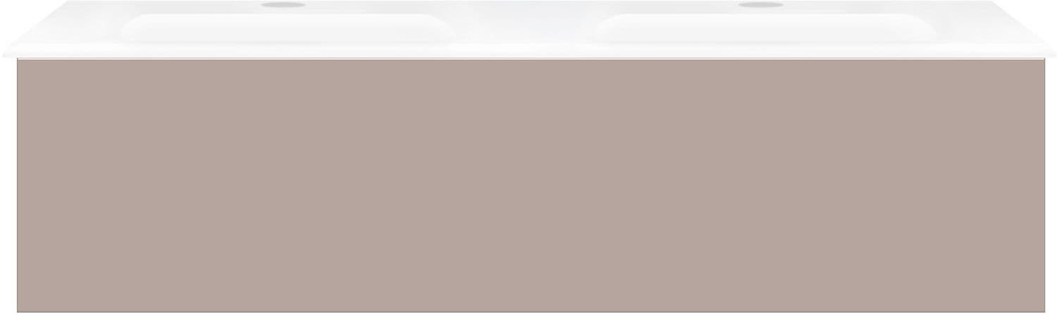 SOUS MEUBLE COFFEE 1 TIROIR 120 DUO GRIS BASALTE MAT + DOUBLE LAVABO EN PORCELAINE BLANC