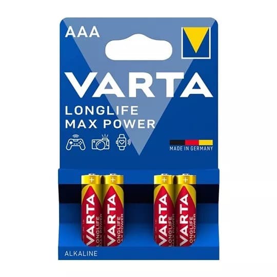 Blister de 4 piles alcaline Longlife Max Power Varta 1.5V LR03 - AAA
