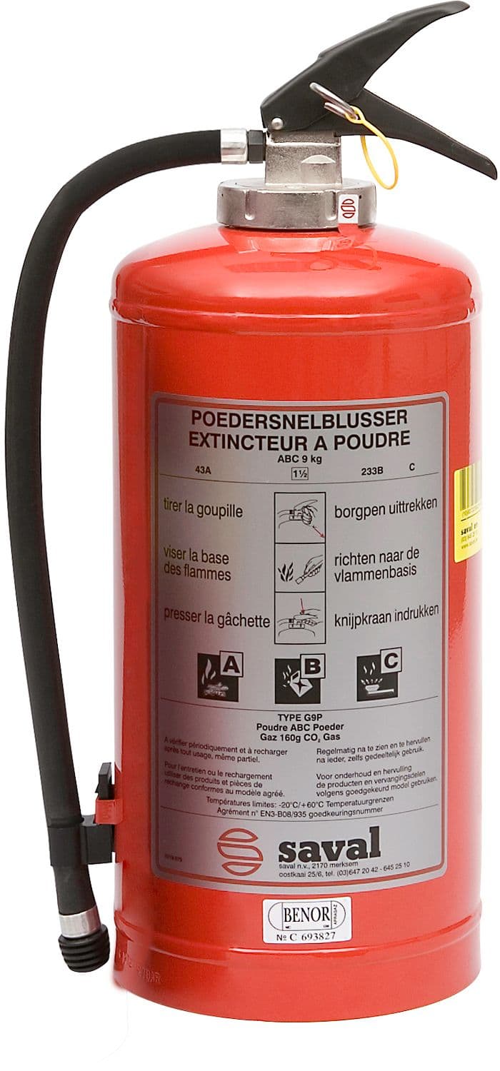 EXTINCTEUR AVEC POUDRE ABC BENOR G9P 9KG CHANTIER