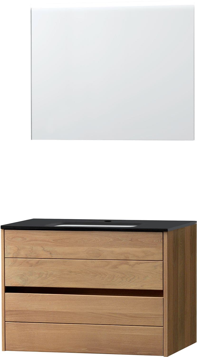 MEUBLE MOLTO CHENE MASSIF 90 BLEU BELGE MIROIR