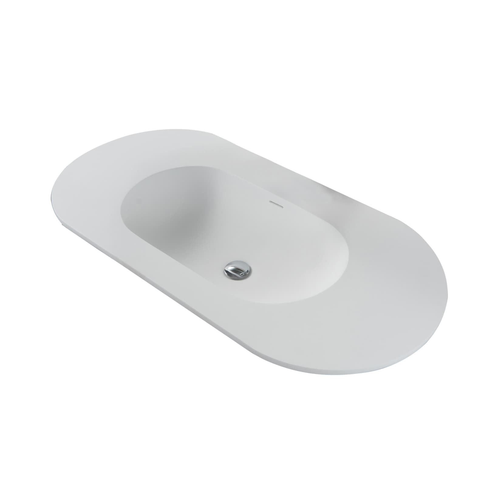 BEGONIA LAVABO - 1 VASQUE - AVEC TROP-PLEIN - SANS TROU ROBINET - MARBRE COMPOSITE - 120X1,2X52,5 CM - BLANC MAT