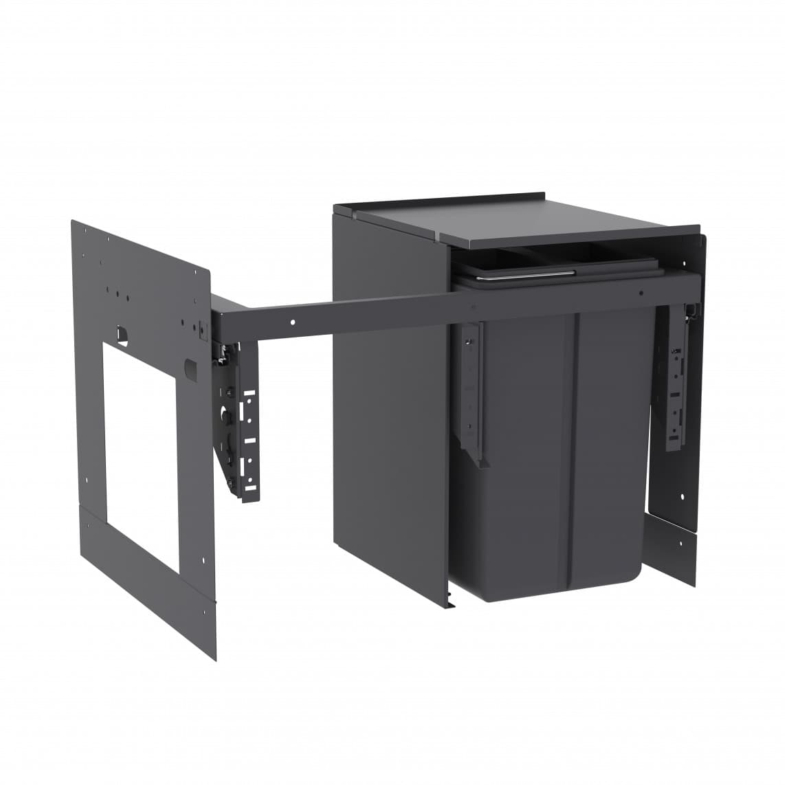 99999 AQUASTAR PREMIUM Système de tri des déchets, anthracite, 2x 10 l, pour meuble bas de 60 cm