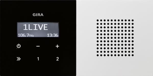 Radio RDS encastrée avec un haut-parleur Blanc brillant module rapporté de commande en optique