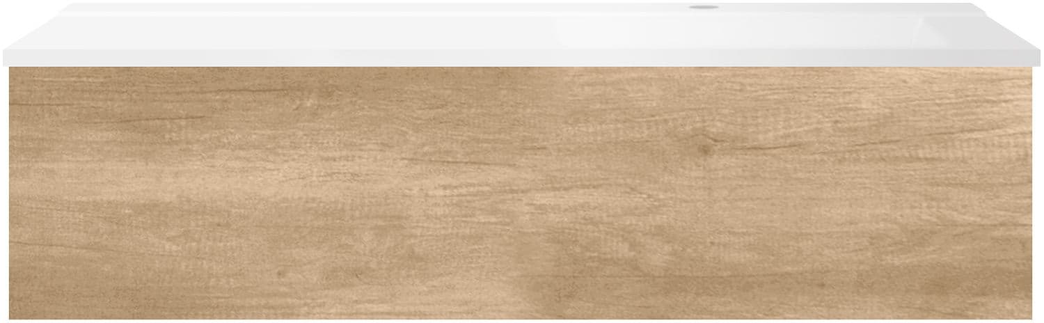 SOUS MEUBLE COFFEE 1 TIROIR 120 CHENE DECOR CACHMIRE+LAVABO DROITE BLANC MAT