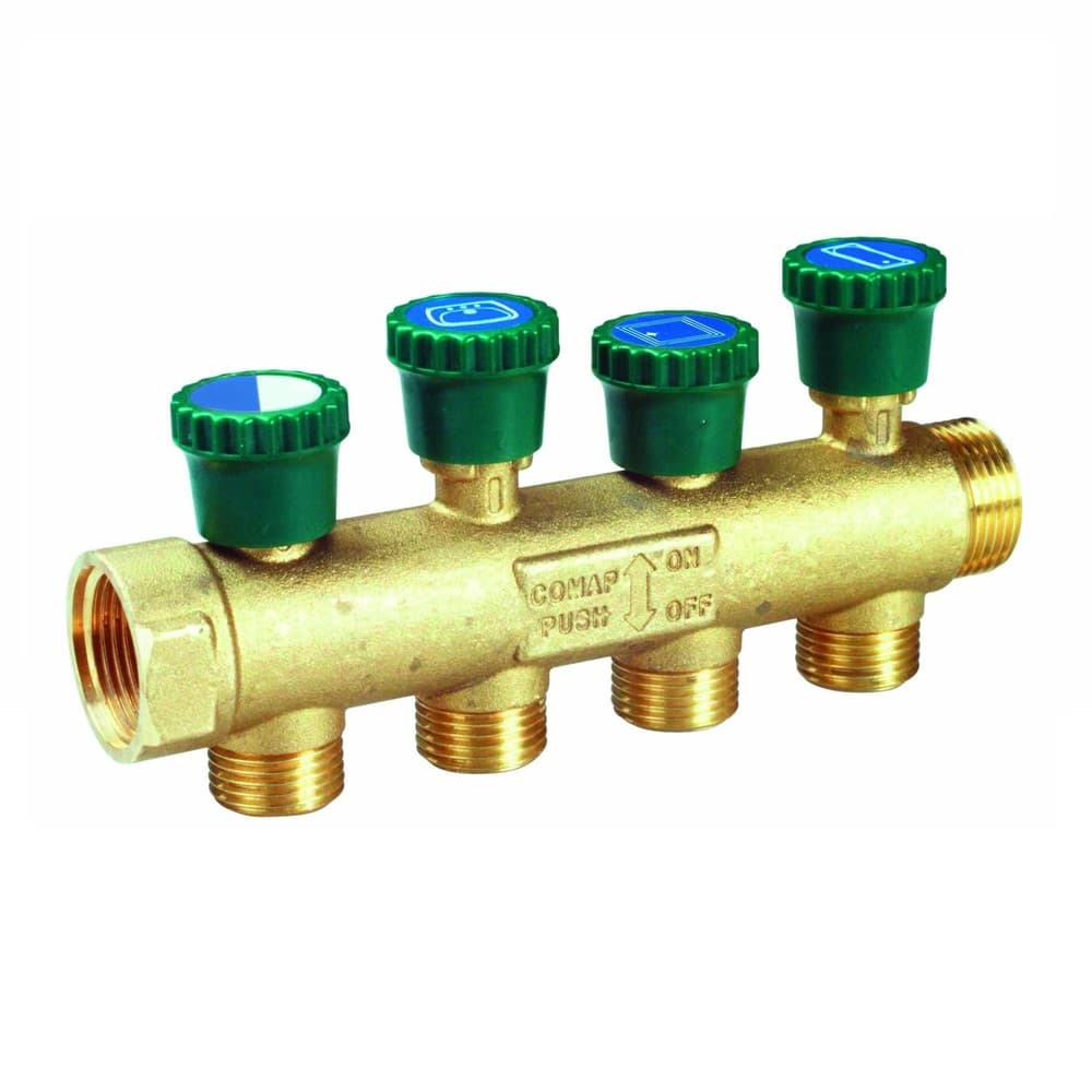 Comap collecteur robinet d'arrêt intégré 3/4"MF M22 entraxe 35mm 3circuits