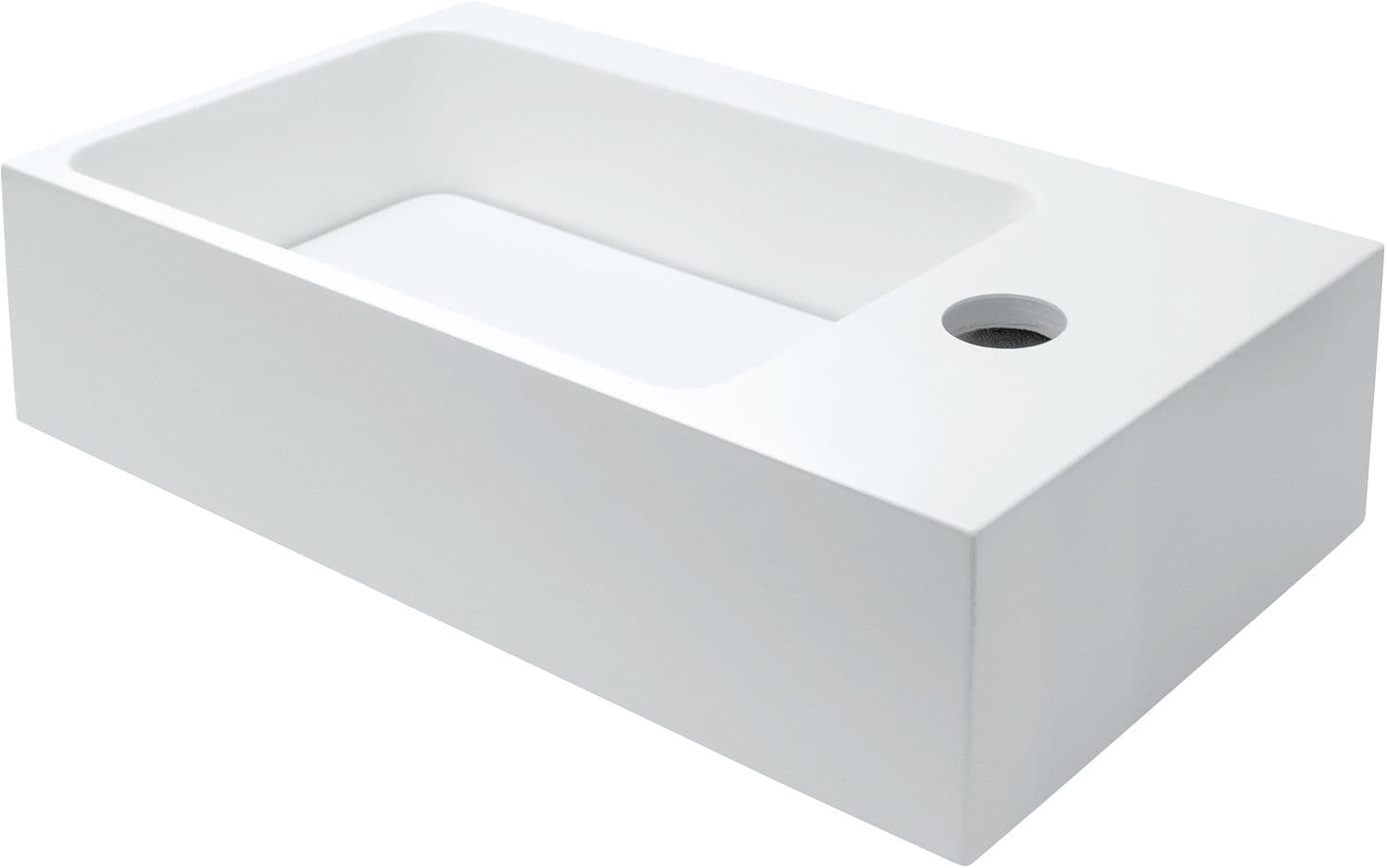 LAVE-MAINS PURO 40X22CM TROU ROBINET DROIT SOLID BLANC MAT INCLUSIF FIXATION