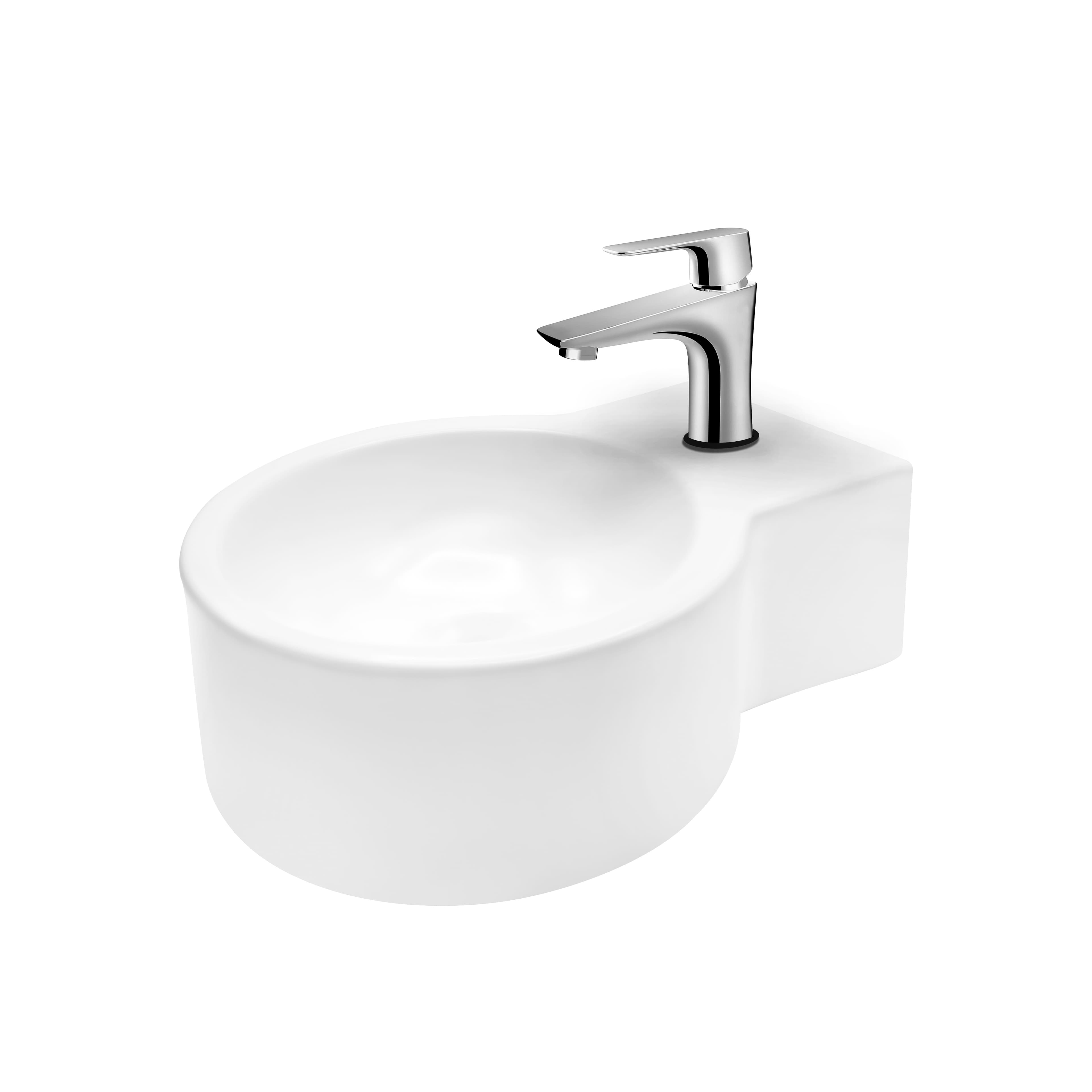 ALONI LAVE-MAINS - SANS TROP-PLEIN - AVEC TROU ROBINET - CÉRAMIQUE - 28X16X35CM - BLANC BRILLANT