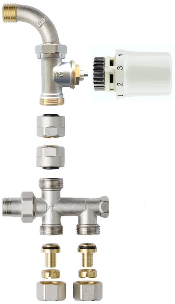 Honeywell Home kit de radiateur + unité sous plan raccordement au sol 4 points de raccordement 1/2"