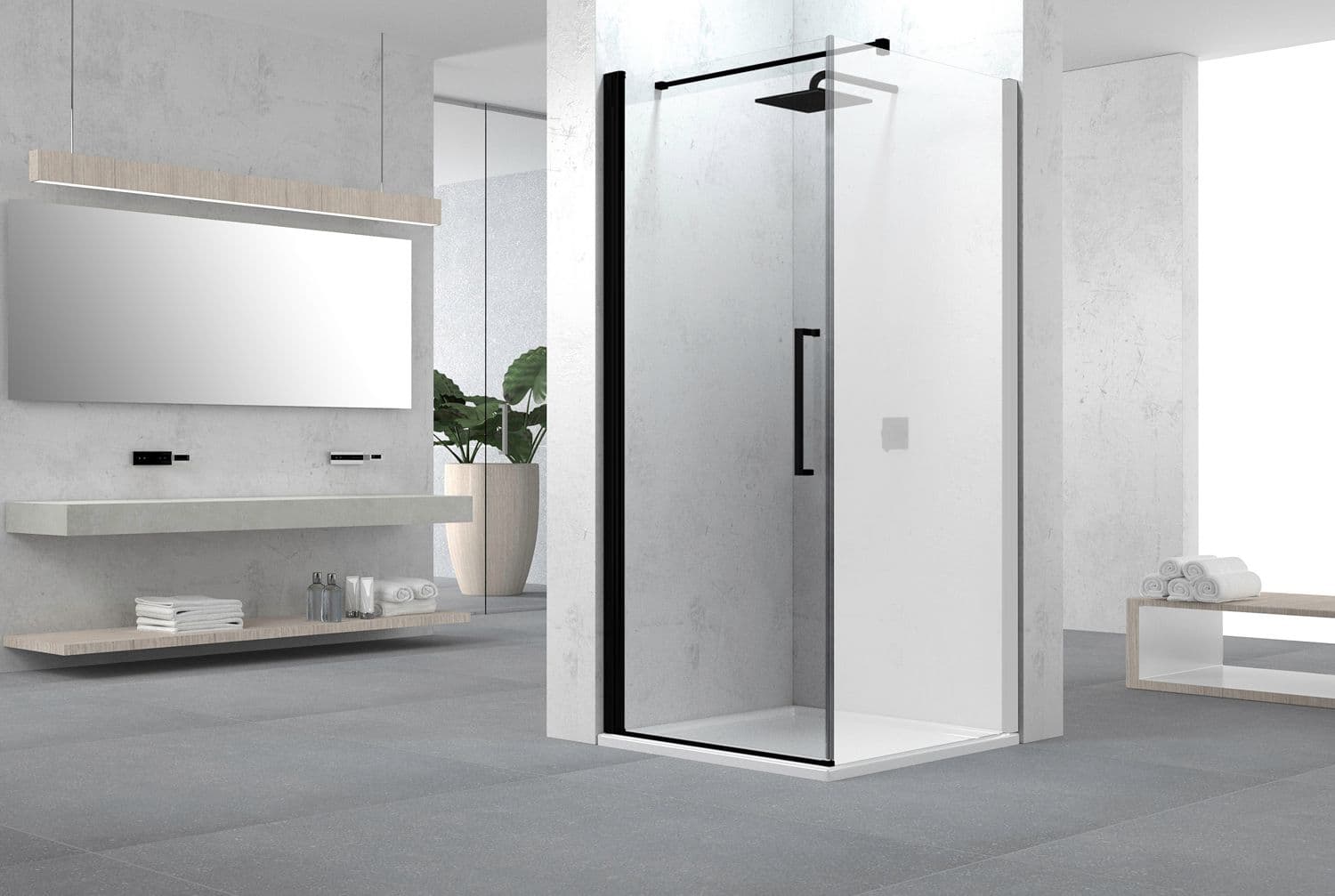 PORTE PIVOTANTE NICHE SWING 97-101 H200 NOIR MAT-CLAIR