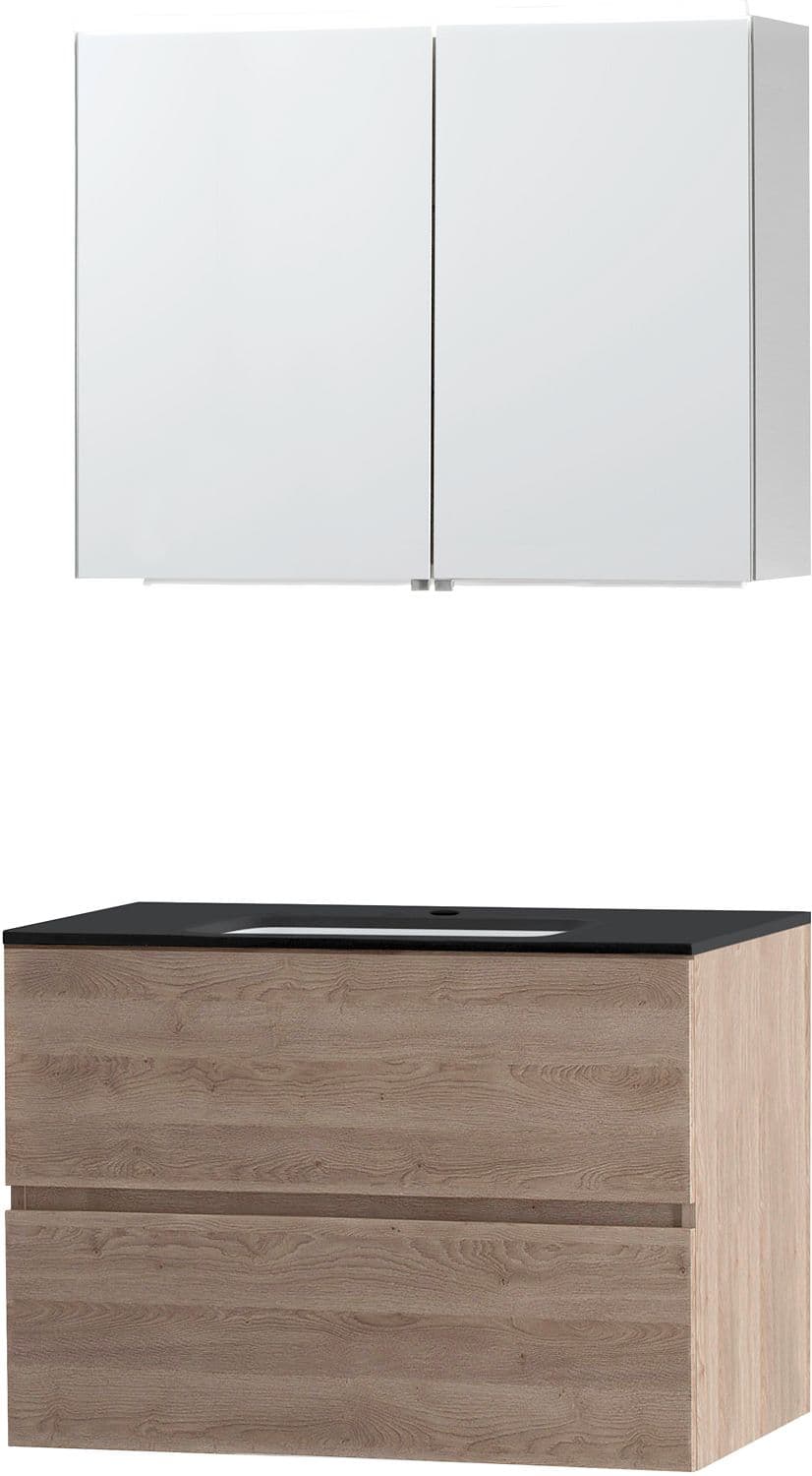 MEUBLE MOLTO CHENE NATUREL 90 BLEU BELGE ARMOIRE TOILETTE