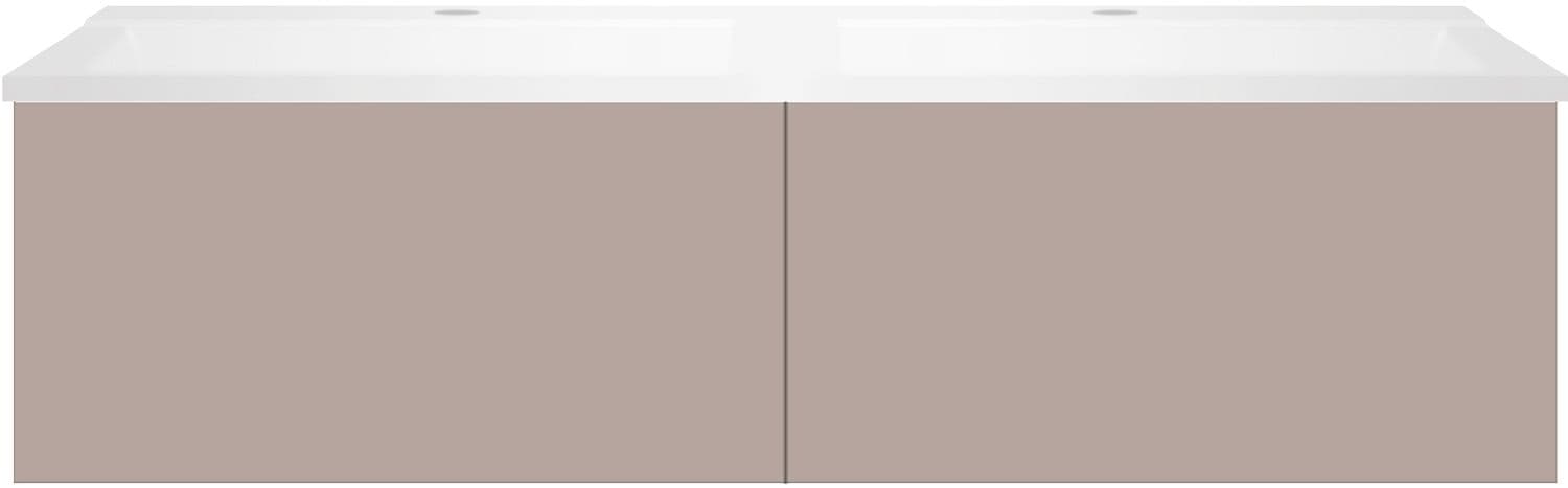 SOUS MEUBLE COFFEE 2 TIROIRS 120 DUO BASALTGRIJS +DOUBLE LAVABO BLANC MAT