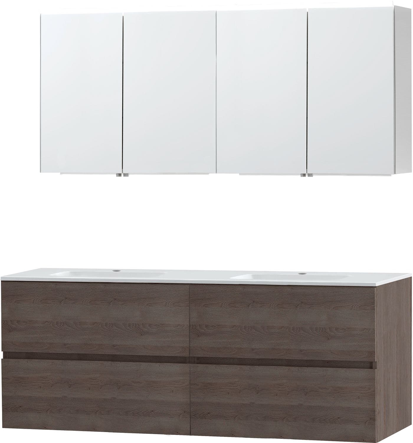 MEUBLE MOLTO CHENE GRIS 160 MARBRE SYNTHETIQUE ARMOIRE TOILETTE