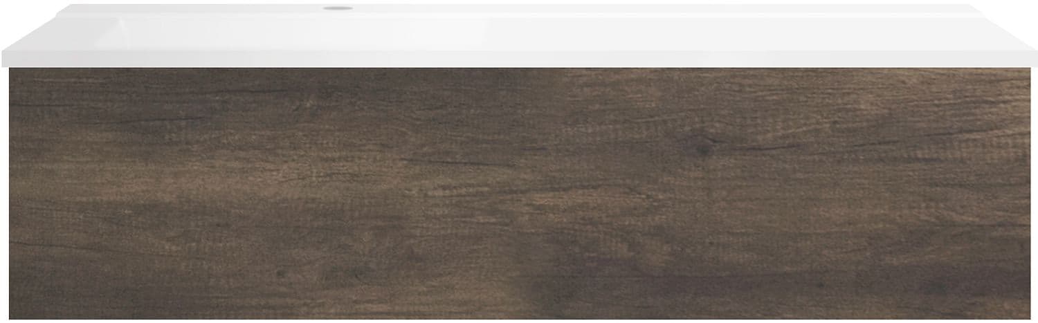 SOUS MEUBLE COFFEE 1 TIROIR 120 CHATAIGNE+LAVABO GAUCHE BLANC MAT