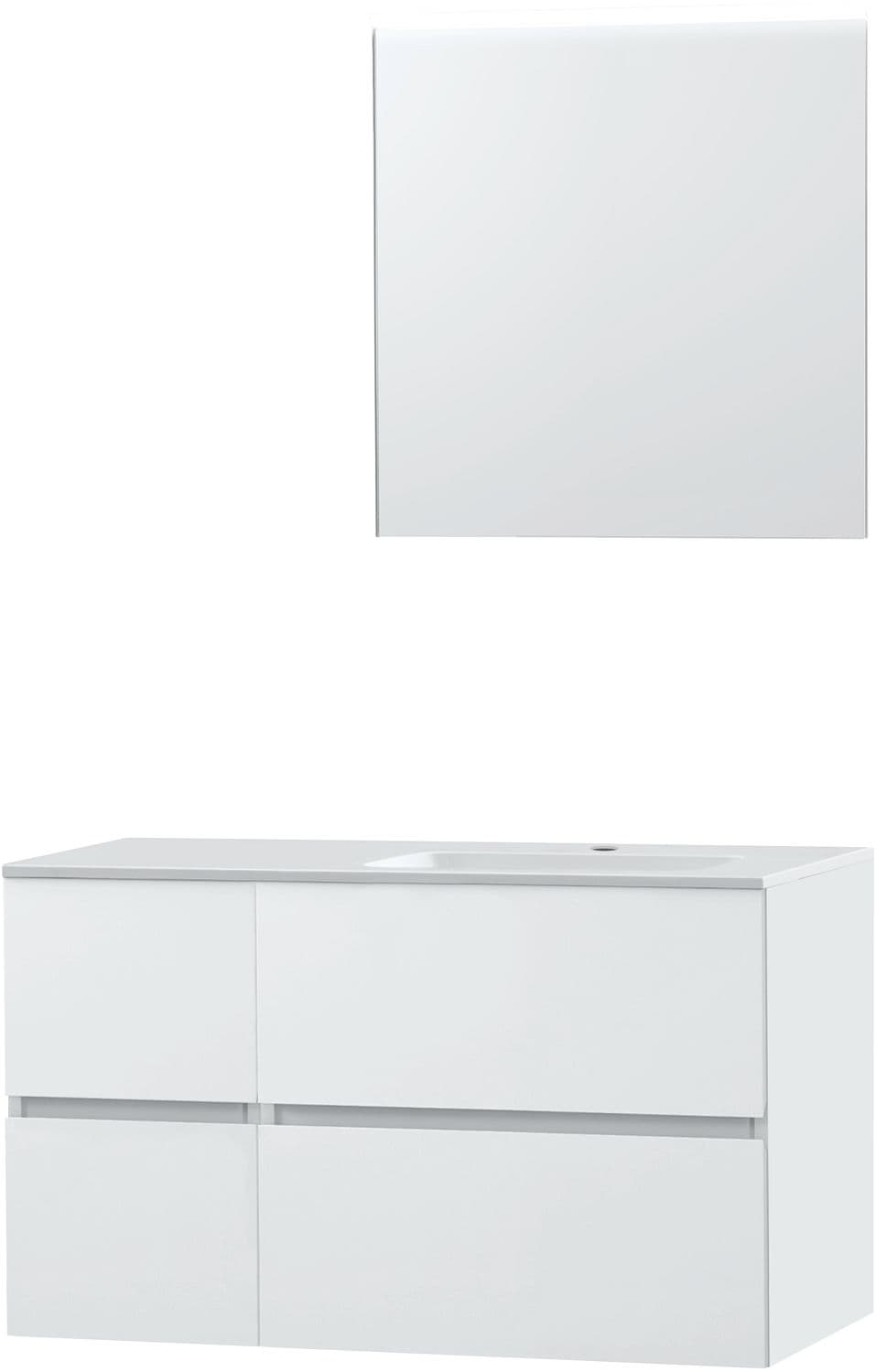 MEUBLE MOLTO POUDRE BLANC 105 DROITE MARBRE SYNTHETIQUE MIROIR
