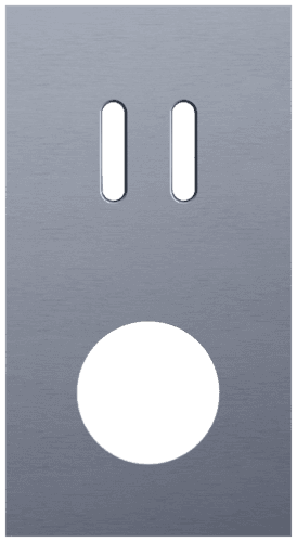 Plaque de recouvrement double, verticale 71 mm d'entraxe, pour une fonction de commutation double et une fonction de prise de courant, Niko Rocker alu blue grey brushed