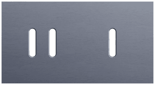 Plaque de recouvrement double, horizontale 71 mm d'entraxe, pour une fonction de commutation double et une fonction de commutation simple, Niko Rocker alu blue grey brushed