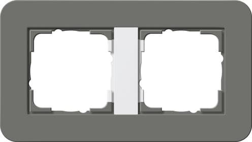 Cadre de finition Gira E3 Soft-Touch Gris foncé avec cadre de support Blanc brillant Soft-Touch