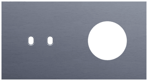 Plaque de recouvrement double, horizontale 71 mm d'entraxe, pour une fonction de commutation double et une fonction de prise de courant, Niko Toggle alu blue grey brushed