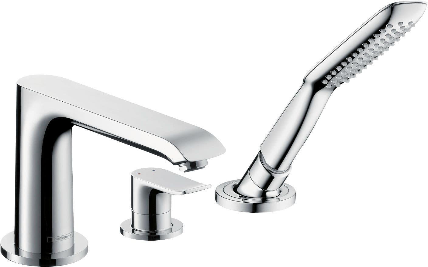 SET DE FINITION MELANGEUR DE BAIN 3 TROUS CARRELAGE METRIS HANSGROHE CHROME