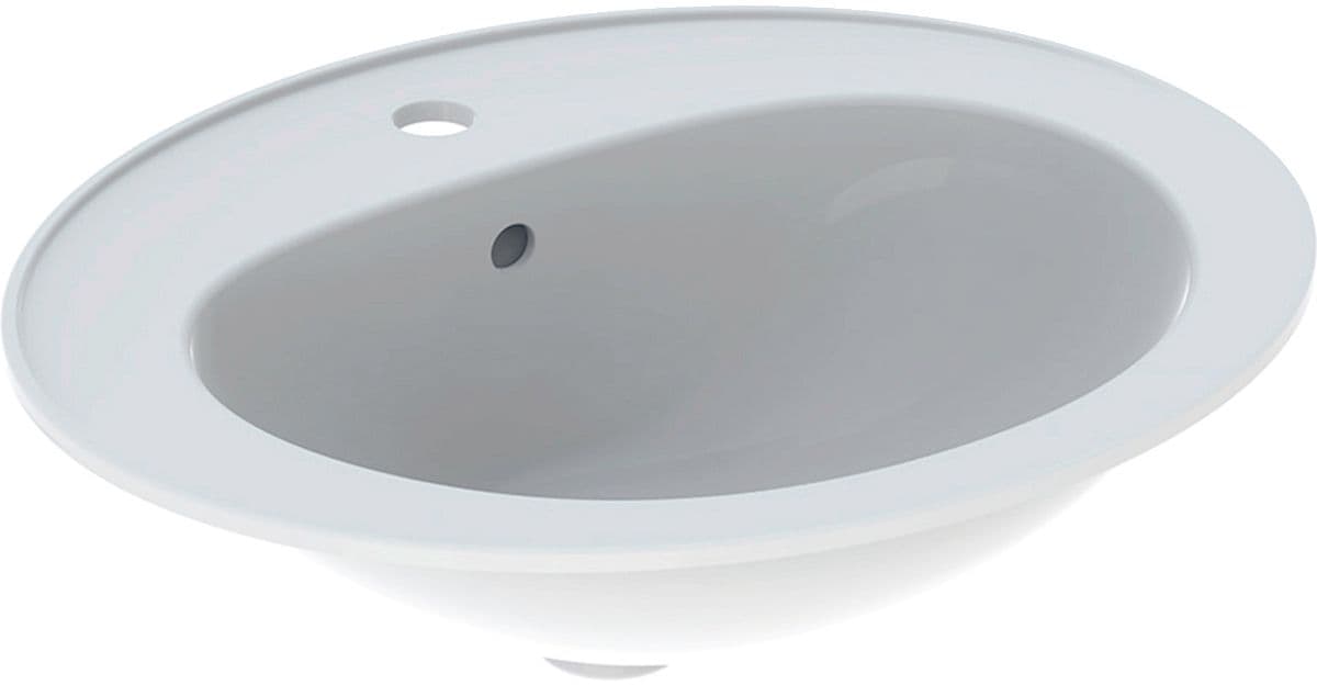 VASQUE A ENCASTRE BASTIA GEBERIT 56CM AVEC TROU ROBINET/TROP-PLEIN BLANC