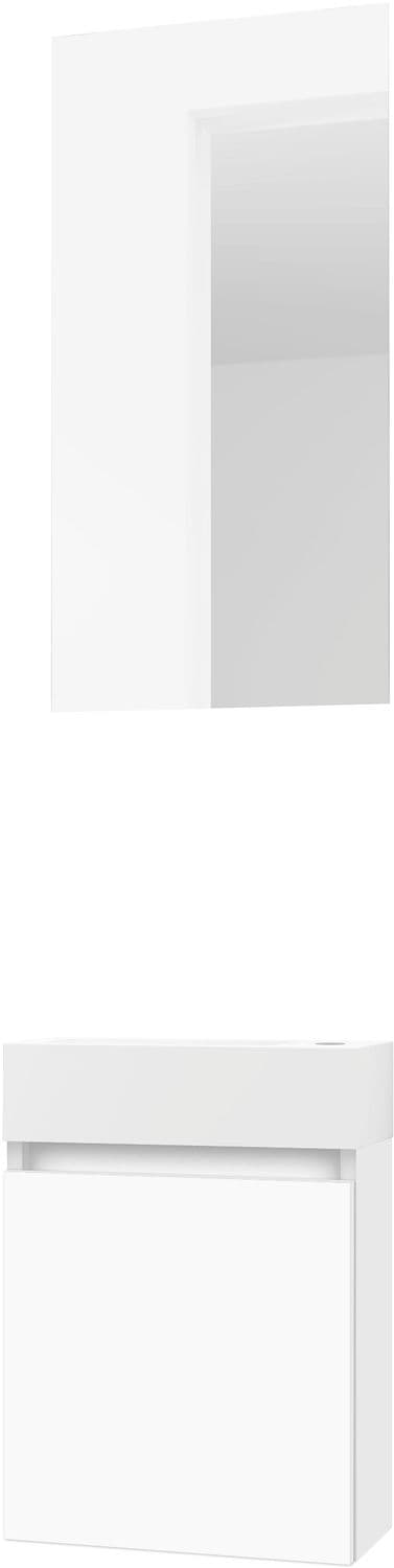 LAVE-MAINS FORM MINI PORCELAINE/ 1 PORT/MIROIR BLANC