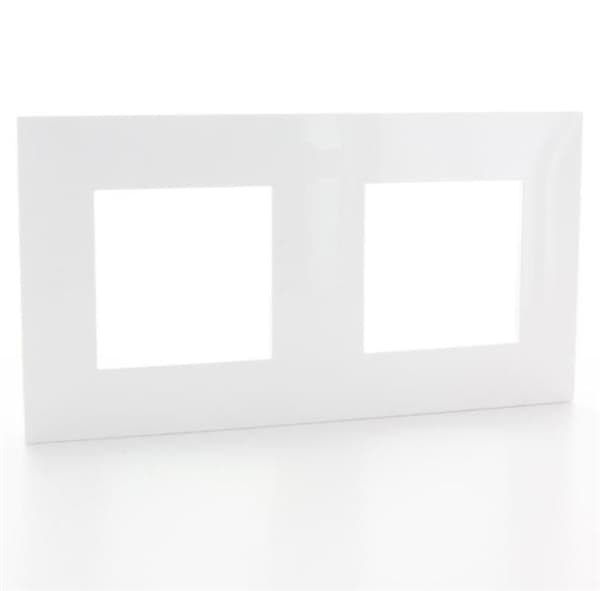 Valena plaque 2 postes horizontal - vertical entraxe 71mm Blanc Rose en Or